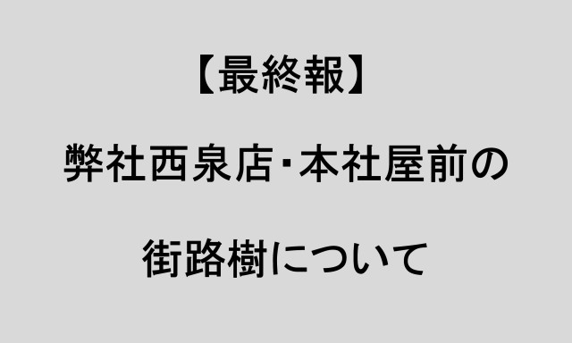 弊社西泉店・本社屋前の街路樹について（最終報）