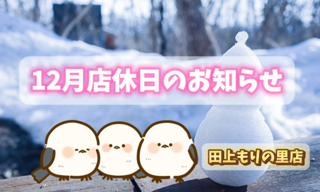 【田上もりの里店】12月休業日のお知らせ